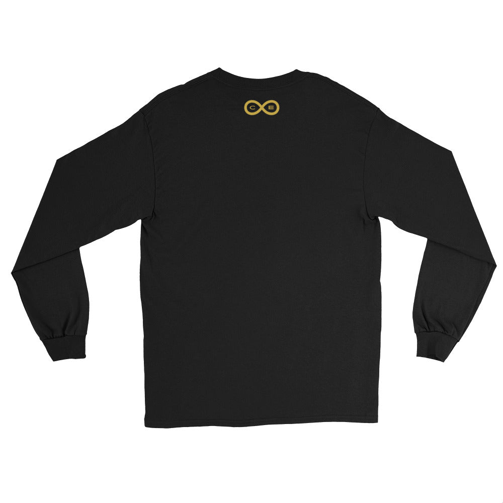 Mens black and gold long best sale sleeve shirt